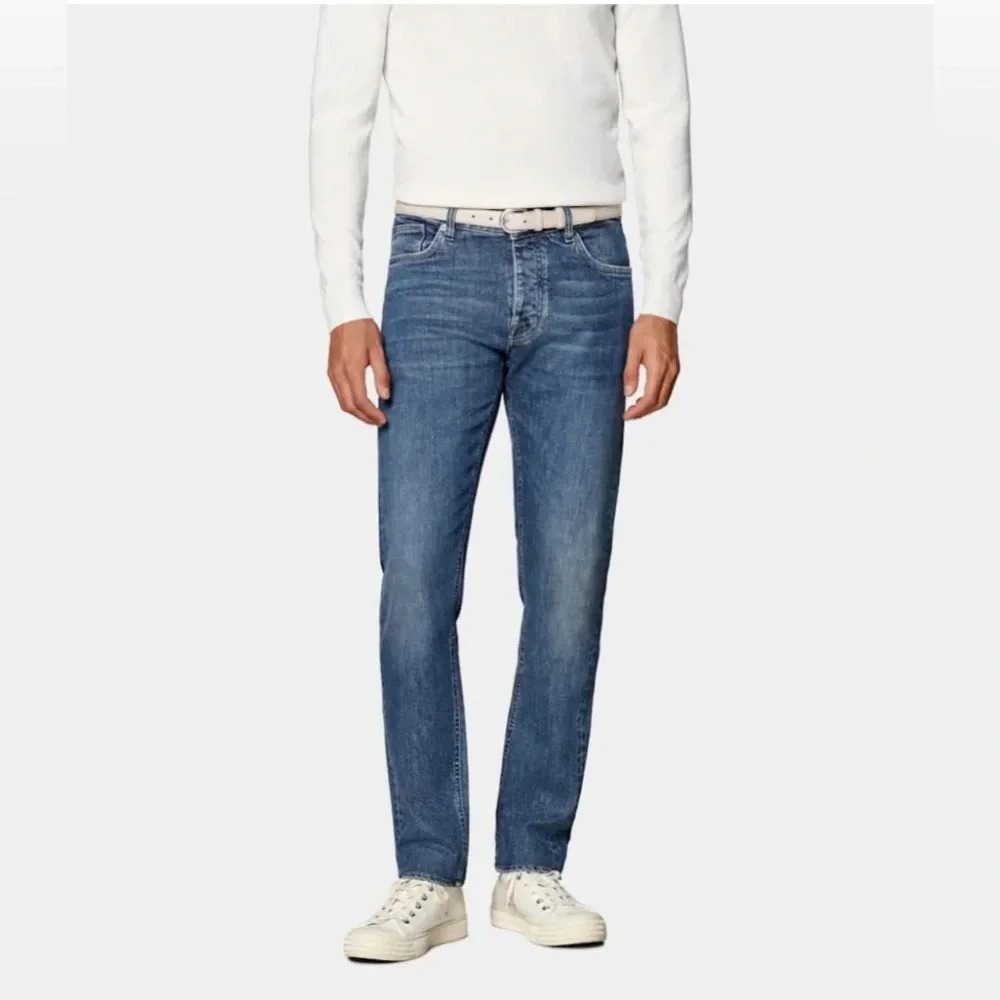 SUITSUPPLY Denim Goods Candiani Jeans Slim Fit Button Fly Mens 32x32 Blue Italy